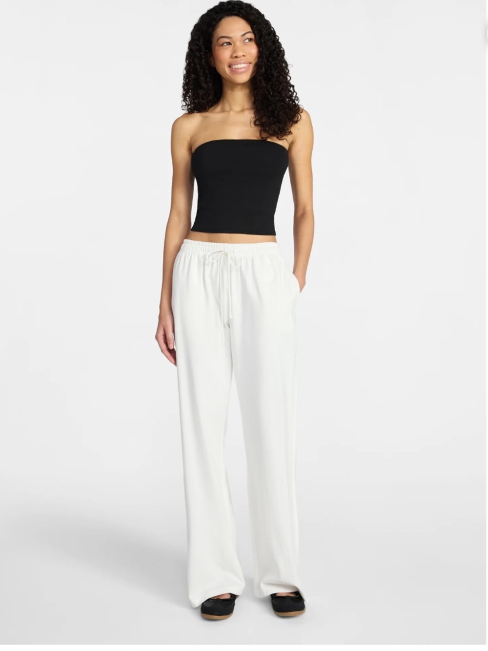 No Boundaries White Wide-Leg Drawstring Pants
